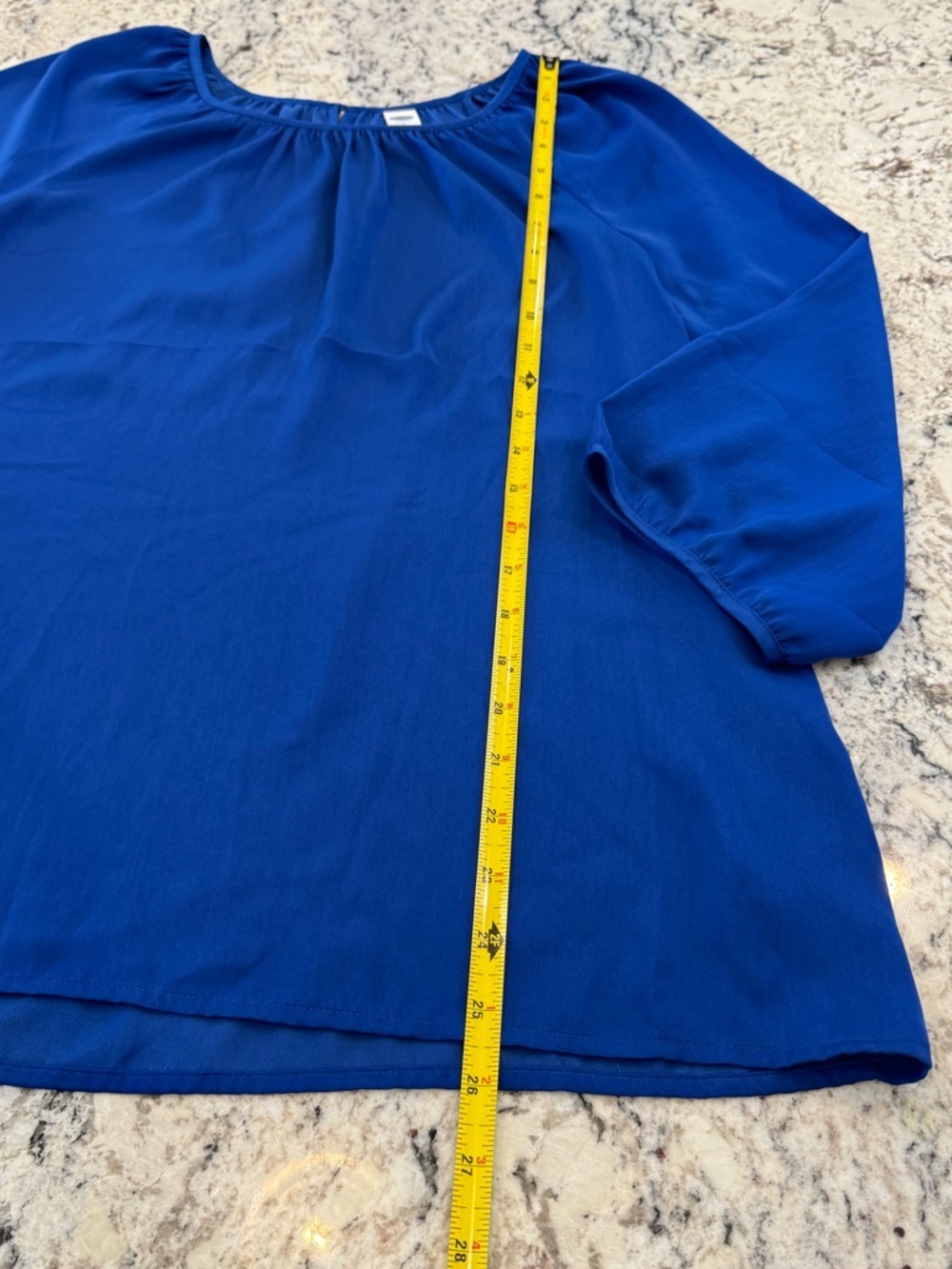 Old Navy Royal Blue Blouse Size Large Flowy 3/4 Sleeve Top - Picture 8 of 11